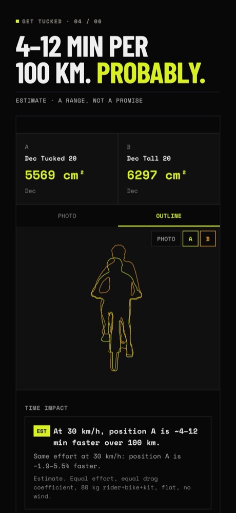 App Store screenshot: 4 to 12 min per 100 km, probably. The time estimate shown as a range.